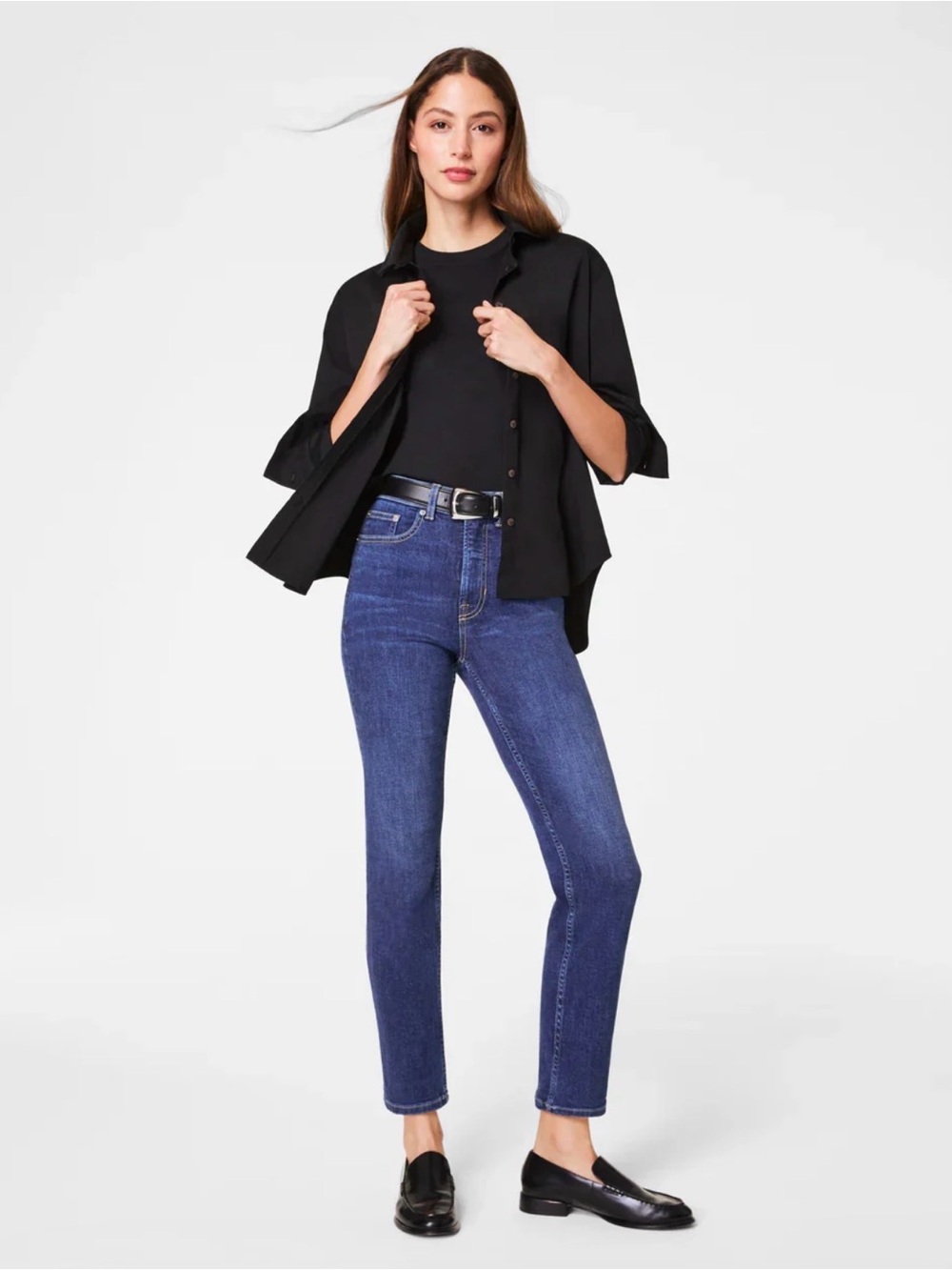 SPANX Lycra Ankle Slim Jeans Bennett Wash Size 4 NWT - Picture 1 of 5